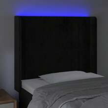 Tête de lit moderne en velours - Cadre de lit à hauteur réglable avec éclairage coloré pour une décoration de chambre à coucher élégante - Noir 103x16x118/128 cm