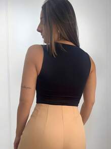 Kit 3 Basic Bodysuit Square Neckline Wide Straps Shaper Versatile Casual Suplex Fashion Blogger Foreign - Rust Brown - View 4