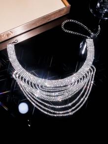 Christmas Retro Palace CZ Fantasy Multi Layer Crystal Rhinestone Necklace Earring For Wife Girl Friend Valentines Gift 1 Set - Silver - View 2