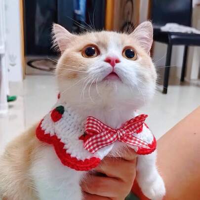 1 chiếc khăn quàng cổ hình quả dâu tây dễ thương dành cho chó mèo cỡ nhỏ và vừa