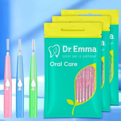 Dr.Emma Bàn chải kẽ răng Dr. Emma 50 chiếc, Dụng cụ làm sạch răng, Vệ sinh răng miệng Bàn chải kẽ răng, Dụng cụ làm sạch tăm để làm sạch chi tiết
