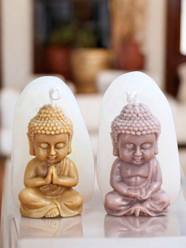 1 pieza Molde de Buda para meditación, piedra aromática DIY para decoración del hogar, estatua de Buda de yeso, molde de silicona para velas
