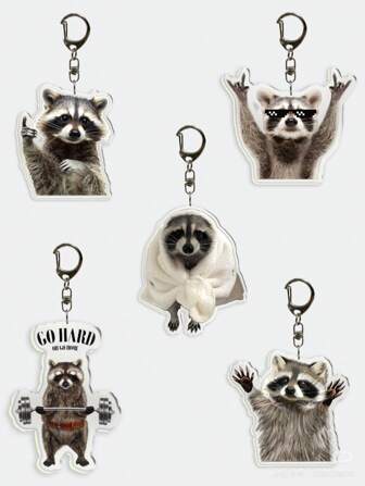 1PC Rocking Raccoon Keychain: Cute And Fun Raccoon Keychain, Perfect Gift For Bag Accessories, Jewelry Lovers. Ideal For Girlfriends And Boyfriend ,Party Event Gifts , Animal-Themed Cell Phone Decorations, Etc. Car Accessories Bag Charm School Cartoon Animal