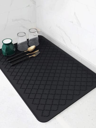 1pc Silicone Floral Patterned Kitchen Drain Mat,Fast Drying Trivet, Cup Pad, Heat Resistant Mat