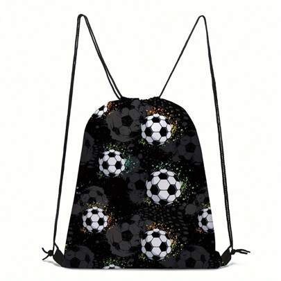 Drawstring Gym Bag, Football Drawstring Backpack, Creative Pattern Drawstring Backpack For Hiking, Fitness, Travel Backpack, Bag, School Bag, Backpack, Toddler Backpack, Mini Backpack, Small Backpack, Bag School, School Backpack, Bag, Rucksack, School Bag Luggage, Bag S, School, Boy Gift, Mini Backpack S