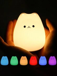 Silikonowa lampka nocna LED dla dzieci, wielokolorowe światło, kot, wieloryb, przenośna lampka nocna, idealny wielokolorowy prezent dla kobiet, niemowląt, dzieci, małych dzieci i nastolatek - RGB 7 kolorów - Zobacz 1