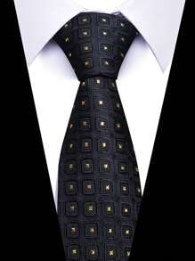 AlanKing 1pc Men's Dark Blue Plaid Striped Paisley Necktie Formal And Party Accessories For Men's Gift Men Necktie