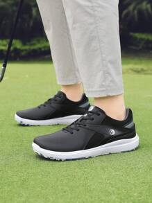 Men Golf Shoes, Super Soft Leather Upper, Rubber Outsole Non-Slip And Wear-Resistant, Leather Patchwork Simple Low-Top Rubber Outsole Non-Slip White Sports Shoes, Suitable For Outdoor Grass Golf Course, Walking
