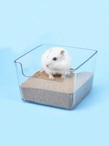 1pc/2pcsMultifunctional Hamster Toilet Basin, Transparent And Convenient For Both Uses. It Is Not Only A Splash-Proof Bathtub, Which Can Give Hamsters A Comfortable Bath; It Is Also A Sand Bath Basin And Rectangular Bedpan, Suitable For Golden Bears, Hamsters And Other Small Animals. - Clear - View 4