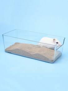 1pc/2pcsMultifunctional Hamster Toilet Basin, Transparent And Convenient For Both Uses. It Is Not Only A Splash-Proof Bathtub, Which Can Give Hamsters A Comfortable Bath; It Is Also A Sand Bath Basin And Rectangular Bedpan, Suitable For Golden Bears, Hamsters And Other Small Animals. - Clear - View 5