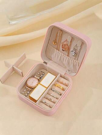 1 件迷你珠宝收纳盒，便携式拉链旅行珠宝收纳盒，女士礼品盒，多功能珠宝展示架，适用于戒指、吊坠、耳环、项链等。- 适合女孩和女士的礼品盒、万圣节礼品盒、圣诞节礼品盒。