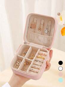 1 Piece Mini Jewellery Organizer, Portable Zipper Travel Jewellery Organizer Box, Ladies Gift Box, Multi-Functional Jewellery Display Rack, Suitable For Rings, Pendants, Earrings, Necklaces And So On. - Suitable Gift Box For Girls And Ladies, Halloween Gift Box, Christmas Gift Box.