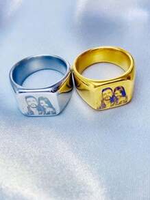 1 Piece Stylish Stainless Steel Custom Engraved Picture Stainless Steel Ring Perfect Gift Jewellery