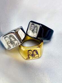 1 Piece Stylish Stainless Steel Custom Engraved Picture Stainless Steel Ring Perfect Gift Jewellery