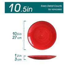 vancasso 6 Pcs Porcelain Dinner Plate, Poreclain Dinnerware Set, Mix Colour Plates, Bright Colour, Hand-Painted