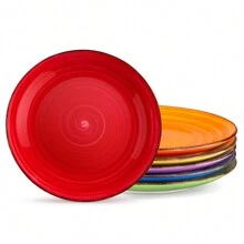 vancasso 6 Pcs Porcelain Dinner Plate, Poreclain Dinnerware Set, Mix Colour Plates, Bright Colour, Hand-Painted