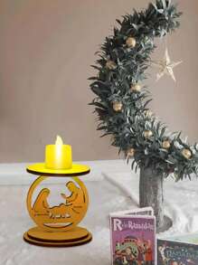 1 件全新木制装饰摆件月亮烛台节日装饰 DIY 立体摆件斋月卡里姆、斋月穆、斋月装饰、斋月节日、斋月礼物