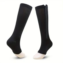 1 Pair Compression Zip Socks Zip-Up Solid Color High Elasticity Knee High Stretchy Support Stockings With Open Toe Health Care - Multicolor - View 13