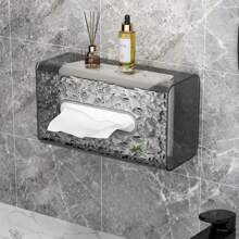 1pc Tissue Box, Glacier Pattern Storage Box, Acrylic Wall-Mounted Tissue Box, Suitable For Occasions, Kitchen, Living Room, Bedroom Student Dormitory And Other Occasions Home Bathroom Decor Bathroom Organizer Fall Decor Back To School