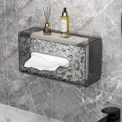 1 件纸巾盒，冰川图案收纳盒，亚克力壁挂式纸巾盒，适用于厨房、客厅、卧室学生宿舍等场合家居浴室装饰浴室收纳秋季装饰返校