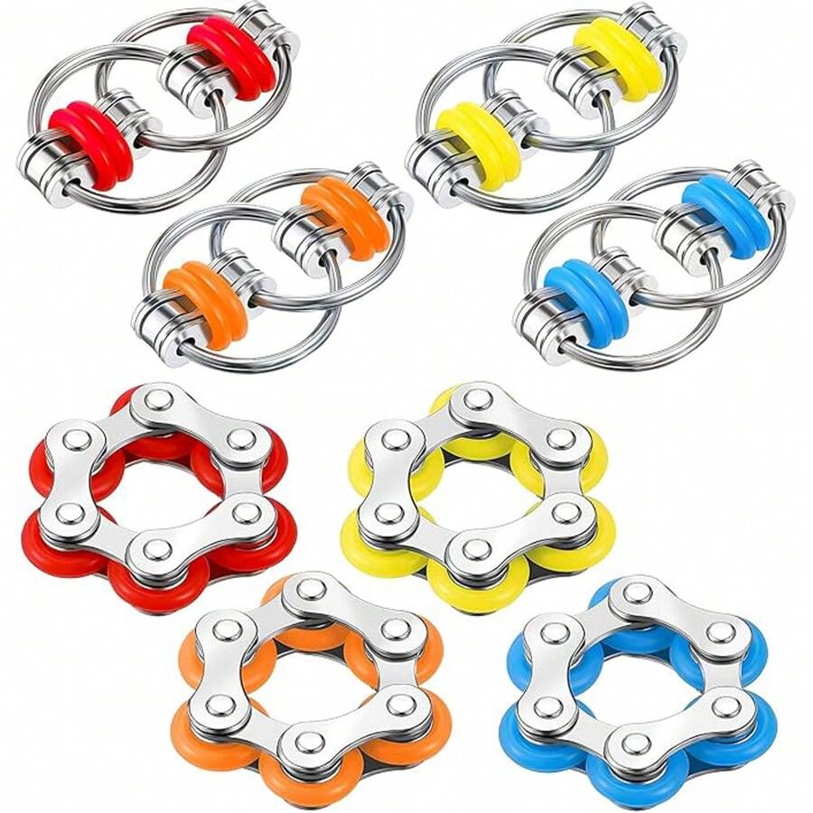 1/2/5/6/12/24PCS Bike Chain Fidget Toys Set, Roller Chain & Key Flippy Chain , Anxiety Relief Toys, Birthday Party Gift, Gift Bag Filling, Pinata Filler, Random Style And Colour