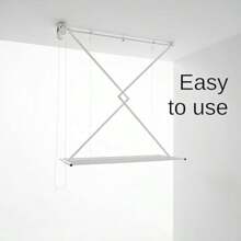 Mini Ceiling Mounted Pulley Clothes Airer Clothes Drying Rack Vertical Folding Laundry Drying Rack Aluminium Steel 59.84x21.2x9.84 In - 白色1-152 厘米/59.84 英寸 - 查看 2