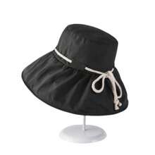 Ouyida Cappello da sole da donna UPF 50+ Cappello da pescatore pieghevole Cappello da spiaggia estivo a tesa larga Nero - nero - Visualizzare 3