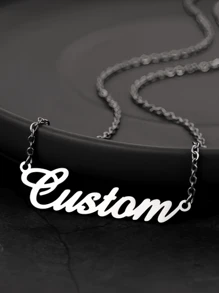 1 pièce Collier avec plaque à personnaliser en acier inoxydable or, argent ou rose pour femmes et hommes. Bijou personnalisé avec lettre. Cadeau de mode, pour petite amie, anniversaire ou Noël