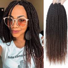 1/8 Packs Senegalese Twist Crochet Hair 14/18 Inch Crochet Hair, Small Twist Crochet Braids Hair Hot Water Setting, Pre-Looped Crochet Braiding Hair