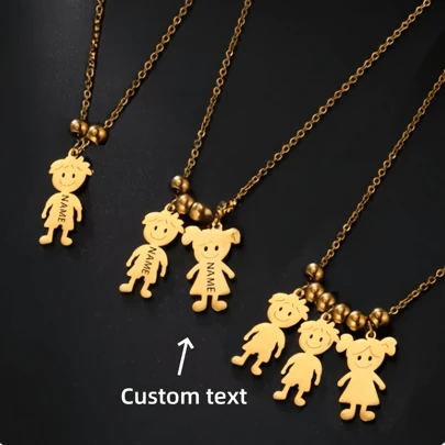1 pieza Collar personalizado de oro, plata o oro rosa para niños y niñas, cadena personalizada grabada con nombre, regalo para madre e hijo, familia, mujer u hombre, de acero inoxidable, regalo de San Valentín para novia, regalo de cumpleaños, regalo de Navidad
