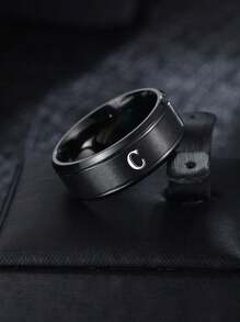 1pc Fashionable Stainless Steel Letter Detail Ring For Men For Daily Decoration - Black - View 4