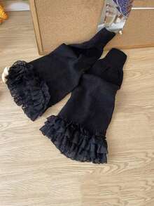 1 Pair Of Autumn/Winter Long Warm Sock Boot Covers, Vintage Spice Lace Big Lace Maiden Jk Flared T-Shaped Sock Leg Socks - Multicolor - View 8