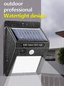 1/4 piezas Lámpara de pared solar de 60 LED, luz de acampada portátil impermeable de ABS a 6000K, con sensor de movimiento y 3 funciones inteligentes, compatible con batería de ión de litio 18650 para exteriores, jardín, garaje, camino, patio