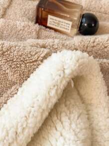 1 纯色块提花波西米亚夏尔巴羊毛毯，超柔软舒适，适合万圣节、圣诞节、秋冬季使用，适用于床、沙发、客厅、办公室、午睡时间，厚实温暖的羊毛毯