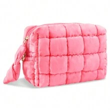 羽绒绗缝化妆包化妆包,女士蓬松旅行盥洗袋,可爱格纹拉链包旅行必备品,便携式美学化妆收纳包,可作为日常工作礼品,圣诞礼物,学校用品,旅行必需品化妆包,节日必需品化妆包,化妆袋,化妆收纳袋,节日冬季女士礼物 - 彩色 - 查看 16