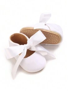 Pure White Christening Ribbon Infant Princess Non-Slip Soft Bottom Toddler Shoes - White - View 8