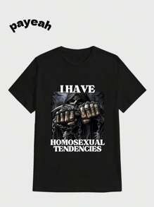Payeah Halloween Wh I Have Tendencies Funny Edgy Hard Skeleton Meme Casual Digital Print  Pure Heavy Cotton T Shirt - 黑色 - 查看 1