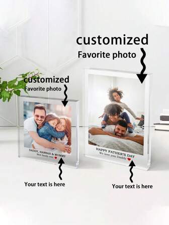 1pc Custom Acrylic Photo Decoration, Photo And Text Customization, Love Story, Family Photo, Valentine's Day Gift, Pet, Newborn Photo Customization, Bedroom And Living Room Decoration, Wedding Anniversary, Birthday Gift, Bedroom And Living Room Decoration, Gift, Valentine's Day, Valentine's Day Decor High-Quality, Stylish Custom, Personalized,Office Decor,Elegant Living