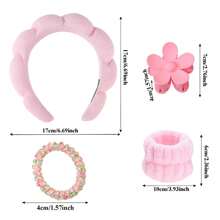 10 pièces/set Kit spa facial comprenant 1 pièce bandeau nuage + 2 bracelets + 1 pièce pince à cheveux florale + 6 chouchous simples assortis
