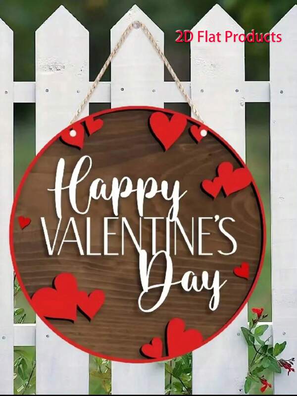 A Circular Valentine's Day Wooden Plaque (8 "X8"/20cm * 20cm), Romantic Welcome Door Hanging Wooden Plaque, Aesthetic Room Decoration, Home Decoration, Wall Decoration, Garden Door Decoration, Romantic Holiday Decoration. ,Valentine's Day ,Valentines Decorations ,Valentines Gifts,Home Decor ,Room Decor,Wall Decor