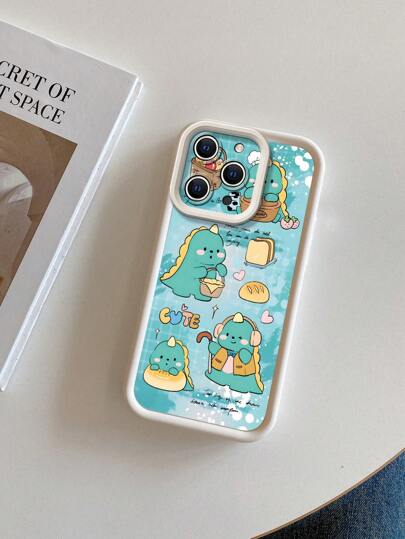 1 st söt dinosaurietryck beige texturerat telefonfodral kompatibelt med Apple/Redmi/Infinix/Vivo