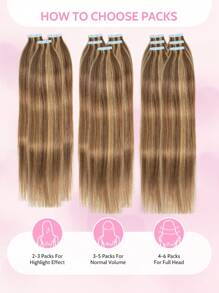 Extensiones de cabello natural Remy de calidad premium con cinta adhesiva, color natural, tejido liso, extensiones con cinta adhesiva doble cara, extensiones de cabello invisible con cinta adhesiva, 20 piezas