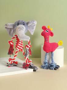 1 件装绳索宠物毛绒咀嚼玩具卡通动物形状狗狗自玩解闷配件，仅供宠物使用 - 彩色 - 查看 23