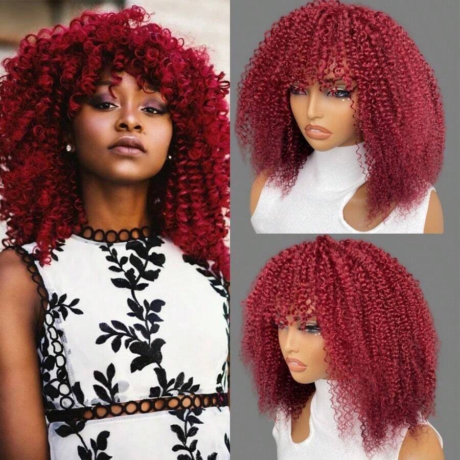 女士卷曲真人假发 250% 密度无胶全机织假发 无蕾丝假发 - S99J - 查看 1