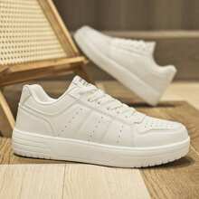 Plus Size Men's Lace-Up PU Leather Lightweight Casual Sports Sneakers
