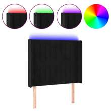 Tête de lit moderne en velours - Cadre de lit à hauteur réglable avec éclairage coloré pour une décoration de chambre à coucher élégante - Noir 103x16x118/128 cm