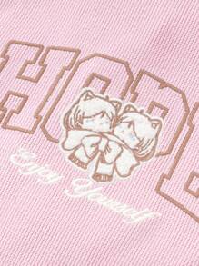 Balabala Girls' Textured Sweatshirt, Autumn/Winter Collection - Pink - View 5