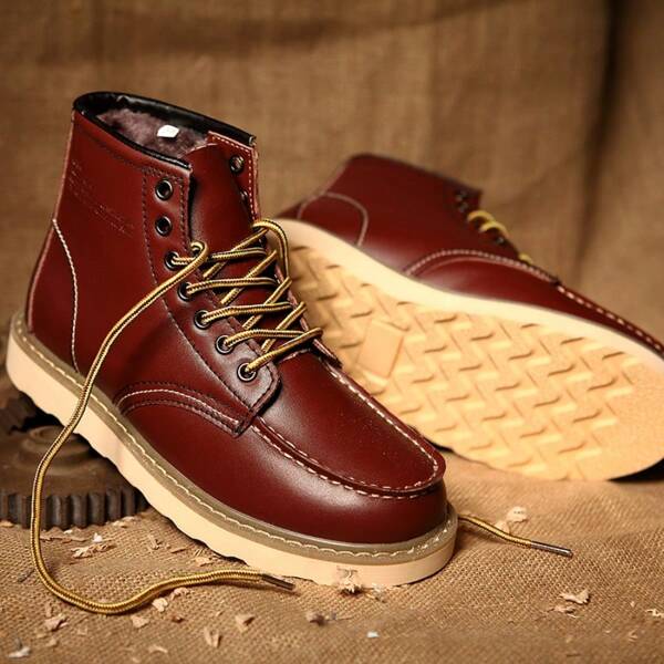 Vintage Unisex Lace-Up Mid-Top Work Boots, Retro Boots, High-Top Chelsea Boots