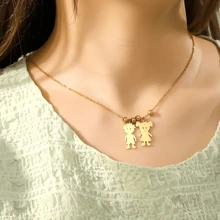 1 件金色银色玫瑰金个性化项链，适合男孩和女孩定制链刻有名字母亲儿童家庭礼物，适合女性男士不锈钢吊坠珠宝情人节礼物，送给女朋友的生日礼物圣诞礼物 - 彩色 - 查看 2