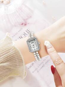 1pc Women Pearl Bracelet Watch, Boho Style, Elegant Party Or Daily Wear Gift